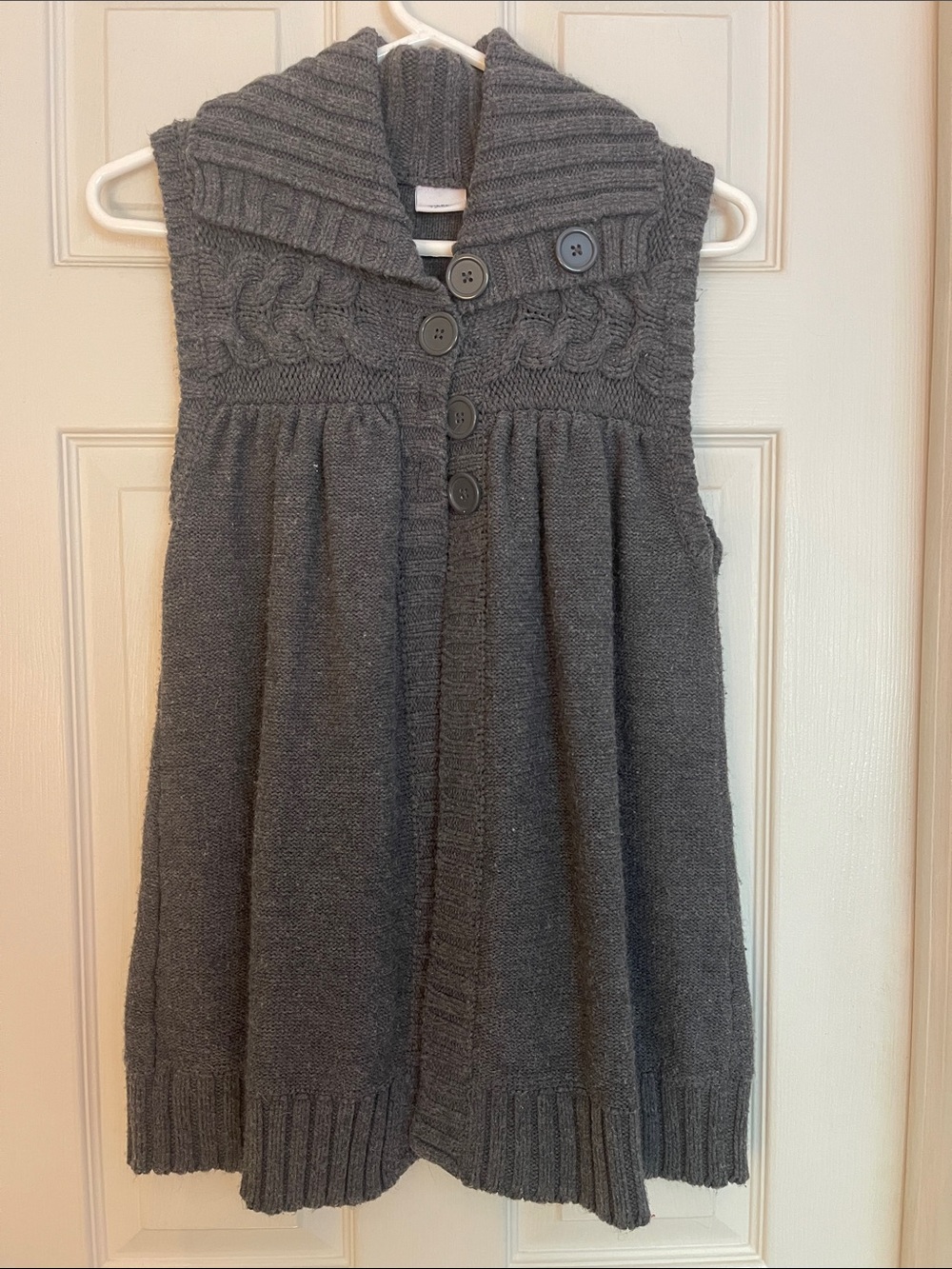 Women’s Piper Blue Cable-Knit Long Cardigan Vest-Charcoal Gray Sz XL